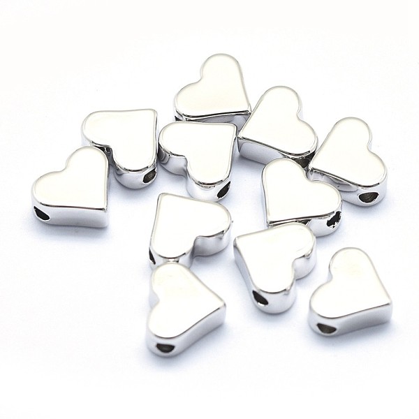 

PandaHall Eco-Friendly Brass Beads, Lead Free & Cadmium Free & Nickel Free, Heart, Real Platinum Plated, 6x7x3mm, Hole: 1.2mm Brass Heart