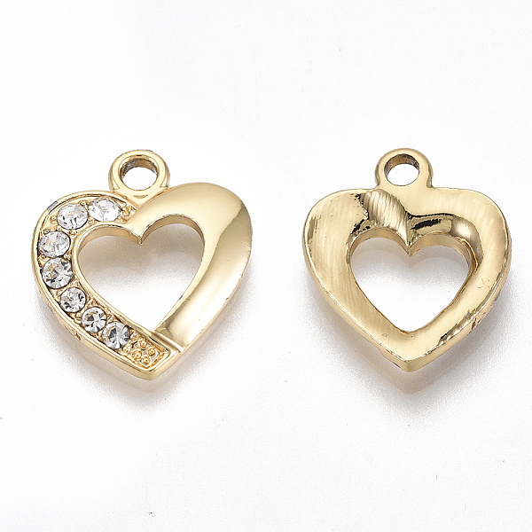 

PandaHall Eco-Friendly Zinc Alloy Rhinestone Pendants, Cadmium Free & Lead Free, Heart, Crystal, Golden, 17.5x15x2.5mm, Hole: 2mm..., Clear