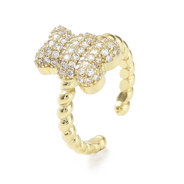 

PandaHall Bear Rack Plating Brass Micro Pave Clear Cubic Zirconia Open Rings, Long-Lasting Plated Cuff Ring for Women, Lead Free & Cadmium...