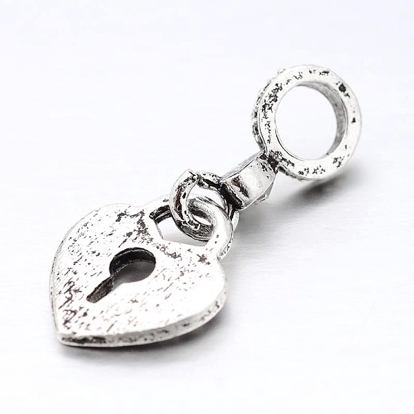 

PandaHall Large Hole Heart Lock Alloy Rhinestone European Dangle Charms, Antique Silver, Crystal, 25mm, Hole: 5mm Alloy+Rhinestone Heart..., Clear