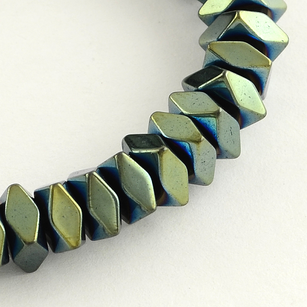 

PandaHall Electroplate Non-magnetic Synthetic Hematite Beads Strands, Faceted Square, Green Plated, 3x3x2mm, Hole: 0.5mm, about...