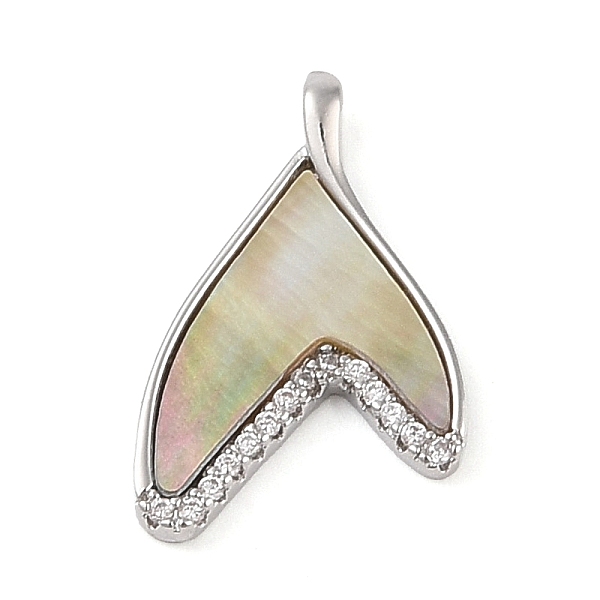 

PandaHall Brass Micro Pave Clear Cubic Zirconia Pendants, Natural Black Lip Shell Whale Tail Charms, Real Platinum Plated, 20x13x1.8mm, Hole...