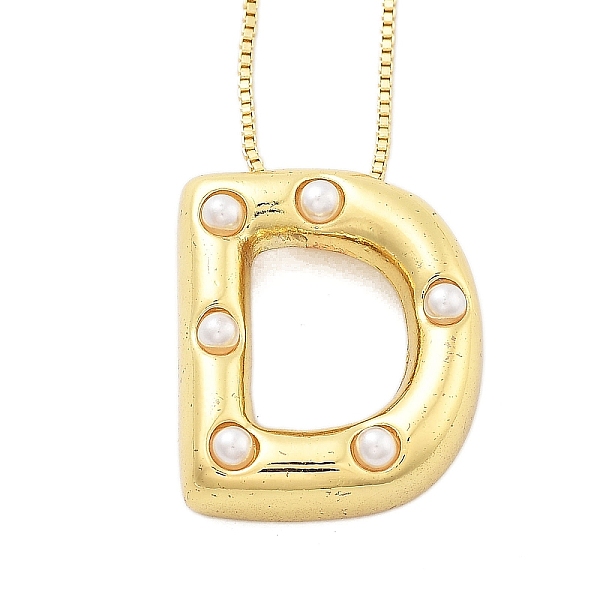 Colliers à chaîne en forme de boîte avec pendentif en forme de lettre en laiton et en plastique pour femmes