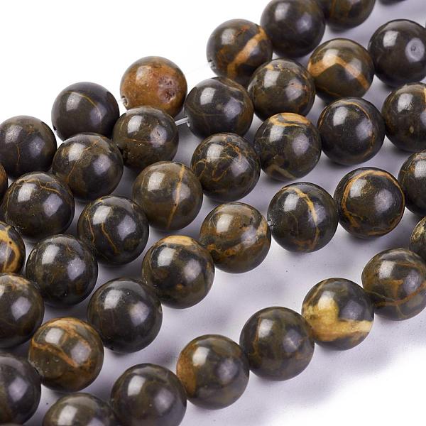 PandaHall Natural Coffee Jasper Beads Strands, Round, 8mm, Hole: 1.2mm, about 50pcs/strand, 15.5 inch(39.5cm) Other Jasper Round