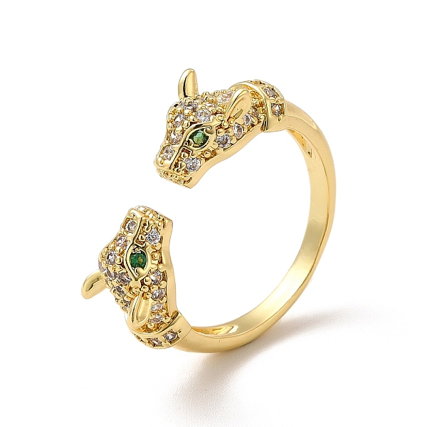

PandaHall Green Cubic Zirconia Double Leopard Open Cuff Ring, Brass Jewelry for Women, Cadmium Free & Lead Free, Real 18K Gold Plated, US..., Multicolor