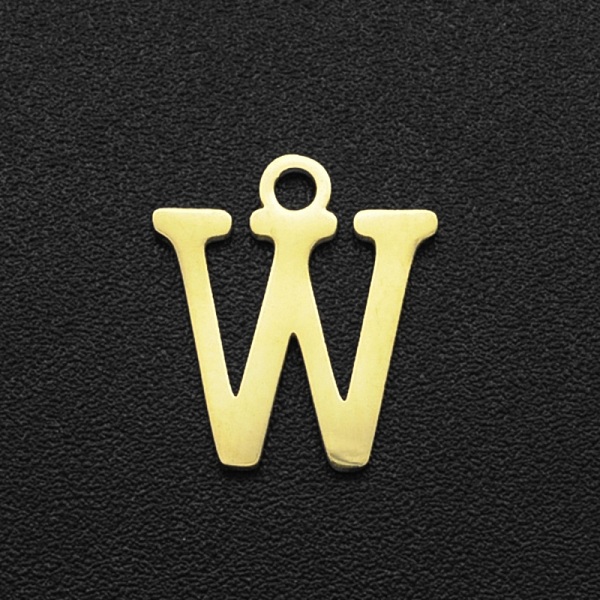 

PandaHall 201 Stainless Steel Charms, Laser Cut, Letter, Golden, Letter.W, 12x10.5x1mm, Hole: 1.5mm 201 Stainless Steel Letter W