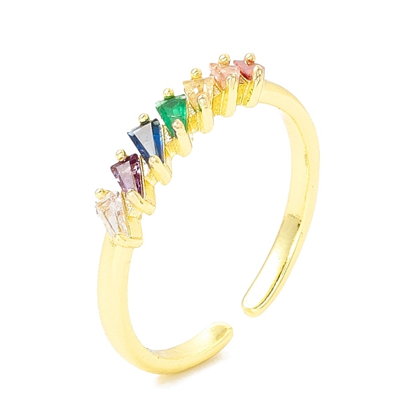 

PandaHall Cubic Zircona Triangle Open Cuff Ring, Real 18K Gold Plated Brass Jewelry for Women, Lead Free & Cadmium Free, Colorful, US Size 6...