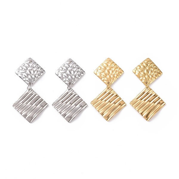 

PandaHall 304 Stainless Steel Double Rhombus Dangle Stud Earrings for Women, Mixed Color, 41.5mm, Pin: 0.8mm 304 Stainless Steel Rhombus