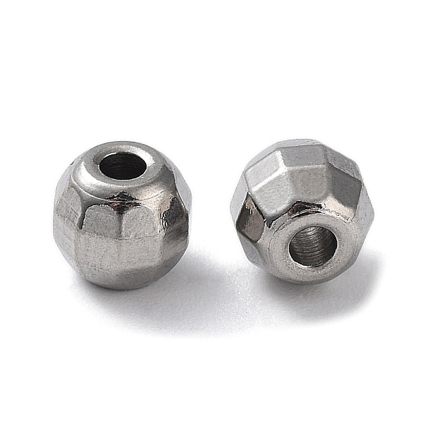 

PandaHall 303 Stainless Steel Beads, Diamond Cut, Round, Stainless Steel Color, 5.5x5mm, Hole: 1.8mm 303 Stainless Steel Round