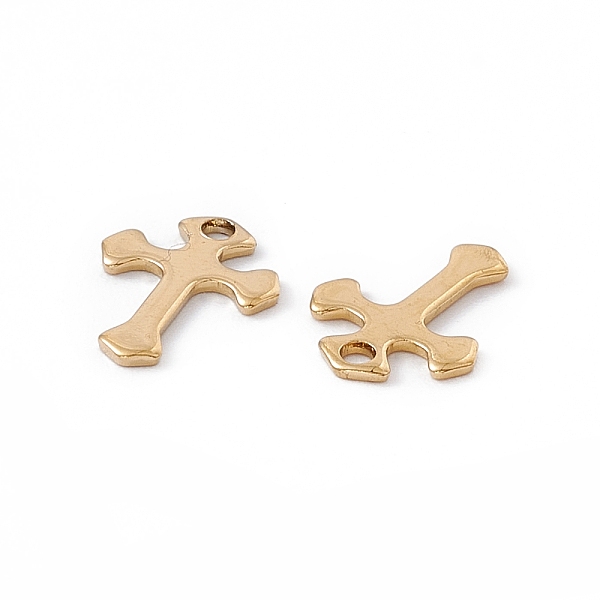 

PandaHall Vacuum Plating 304 Stainless Steel Pendants, Cross, Golden, 12x9x0.5mm, Hole: 1.4mm 304 Stainless Steel Cross