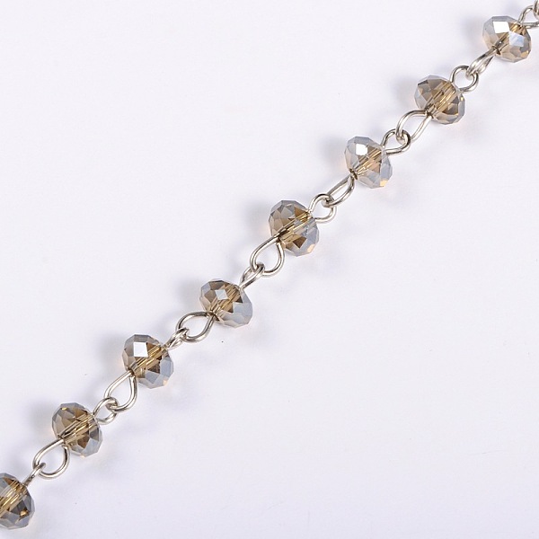 

PandaHall Handmade Rondelle Glass Beads Chains for Necklaces Bracelets Making, with Platinum Iron Eye Pin, Unwelded, Gray, 39.3 inch, Beads...