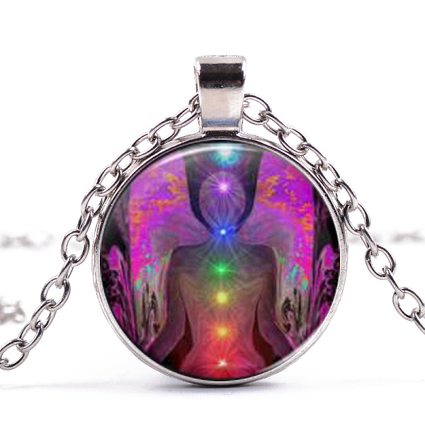 Collana Con Ciondolo In Vetro Umano A Tema Chakra Yoga