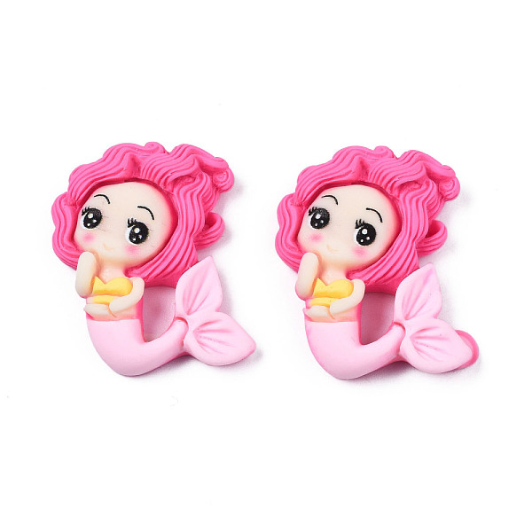 

PandaHall Opaque Resin Cabochons, Mermaid, Deep Pink, 31x24x7mm Resin Fish