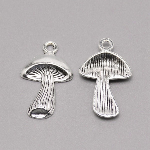 

PandaHall Tibetan Style Alloy Pendants, Mushroom, Antique Silver, 28x17.5x3mm, Hole: 2mm Alloy Mushroom