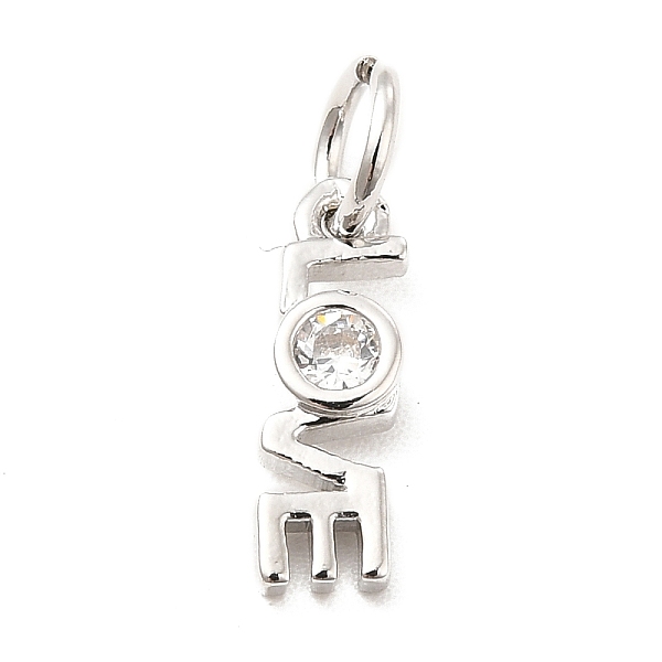 

PandaHall Rack Plating Brass Cubic Zirconia Charms, Word Love Charm, Long-Lasting Plated, with Jump Rings, Cadmium Free & Lead Free, Real..., Clear