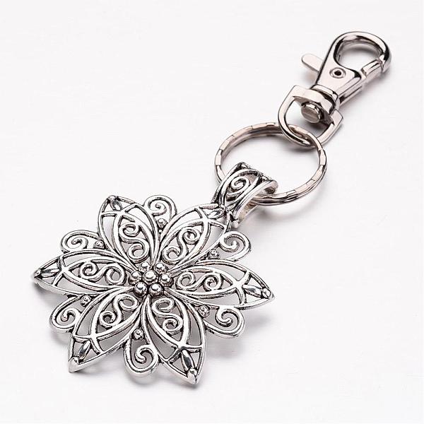 

PandaHall Tibetan Style Pendant Keychain, with Iron Key Clasp Findings and Alloy Swivel Clasps, Flower, Mixed Color, 120mm Alloy Flower..., Multicolor