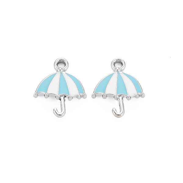 

PandaHall Alloy Pendants, with Enamel, Golden, Umbrella, Light Cyan, 19x15.5x3mm, Hole: 2mm Alloy+Enamel Umbrella