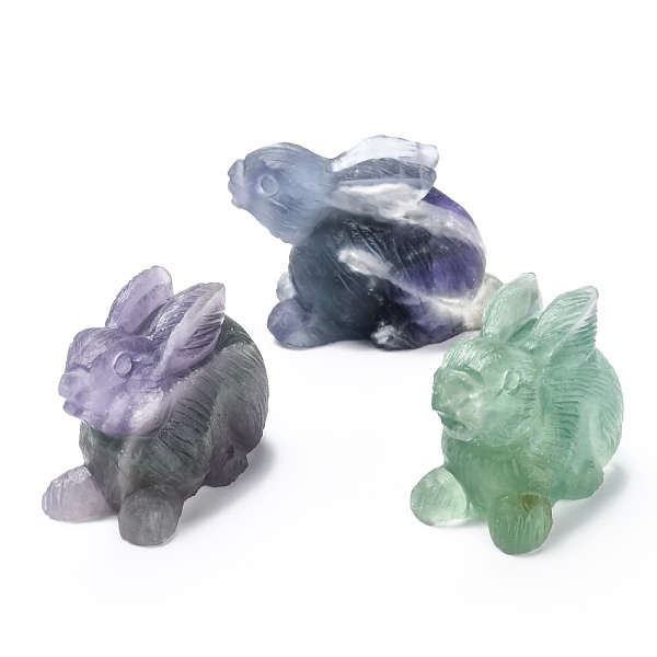 

PandaHall Natural Fluorite Display Decorations, Rabbit, 35x24.5x53.5mm Fluorite Rabbit