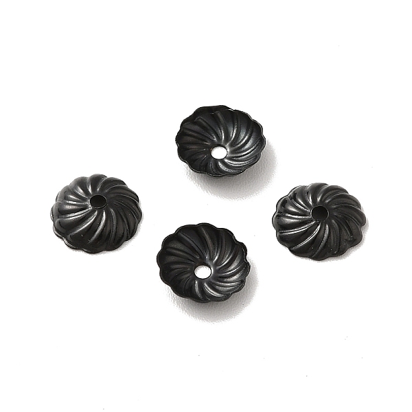 

PandaHall 304 Stainless Steel Bead Caps, Flower, Electrophoresis Black, 7x2mm, Hole: 1mm 304 Stainless Steel