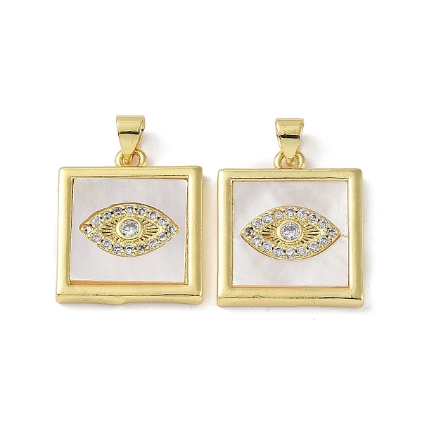 

PandaHall Rack Plating Brass Micro Pave Clear Cubic Zirconia Pendants, with Shell, Long-Lasting Plated, Lead Free & Cadmium Free, Real 18K...