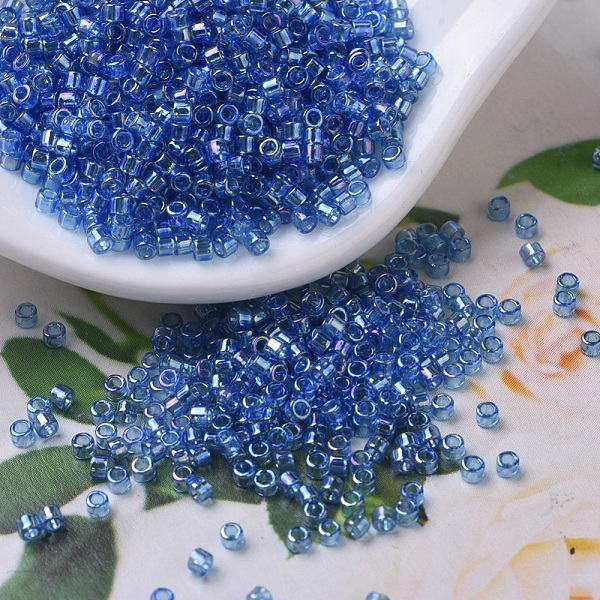 

PandaHall MIYUKI Delica Beads Small, Cylinder, Japanese Seed Beads, 15/0, (DBS0177) Transparent Capri Blue AB, 1.1x1.3mm, Hole: 0.7mm, about..., Cyan