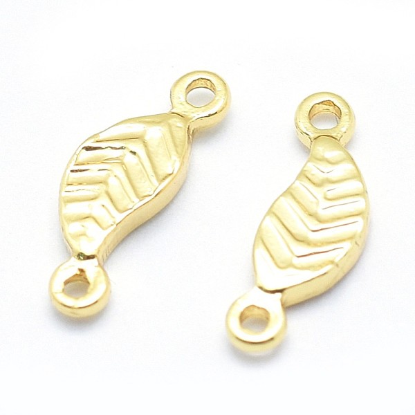 

PandaHall Brass Links, Lead Free & Cadmium Free & Nickel Free, Leaf, Real 18K Gold Plated, 11x4x1.5mm, Hole: 1mm Brass Leaf