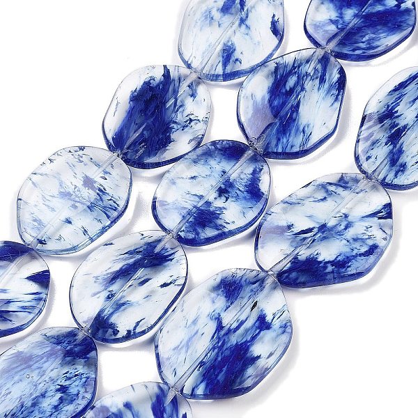 

PandaHall Synthetic Blue Watermelon Stone Glass Beads Strands, Oval, 35~43x25~32.5x6~7mm, Hole: 1mm, about 10~11pcs/strand, 15.55''~15.75''...