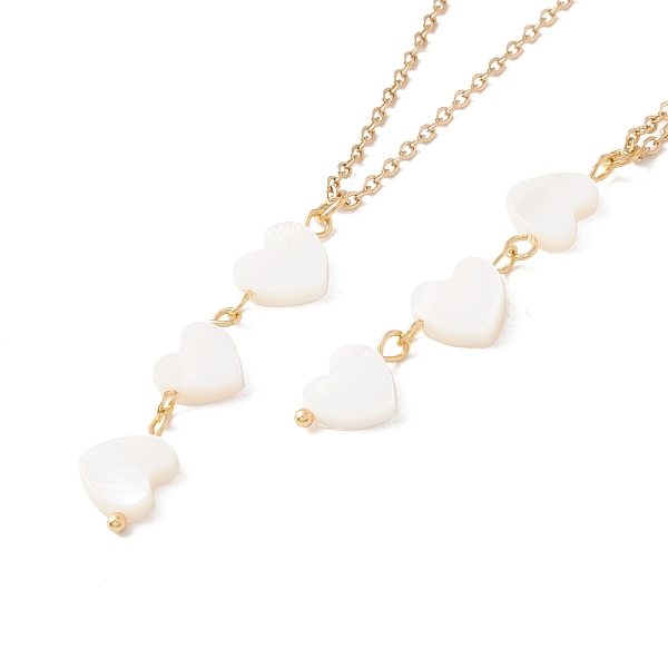 

PandaHall Natural Shell Heart Pendant Necklace with 304 Stainless Steel Cable Chain for Women, Golden, 17.76~17.91 inch(45.1~45.5cm) Shell..., White