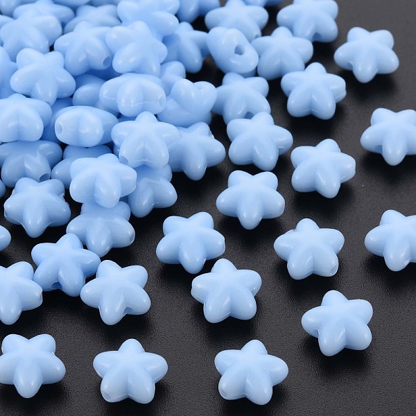 

PandaHall Opaque Acrylic Beads, Star, Light Sky Blue, 10x10.5x6mm, Hole: 1.6mm, about 1690pcs/500g Acrylic Star
