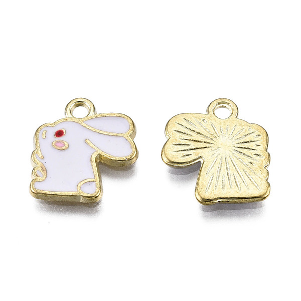 

PandaHall Alloy Enamel Charms, Cadmium Free & Lead Free, Light Gold, Rabbit, Creamy White, 14x13x1.5mm, Hole: 1.8mm Alloy+Enamel Rabbit
