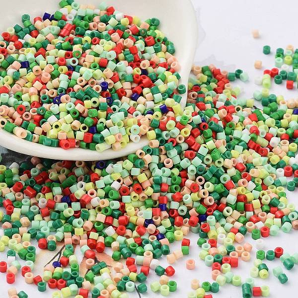 

PandaHall Baking Paint Glass Seed Beads, Cylinder, Sea Green, 2x1.5mm, Hole: 1mm, about 5599pcs/50g Glass