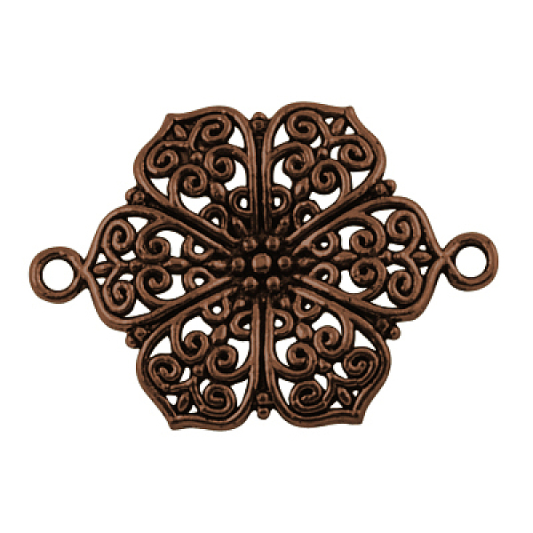 

PandaHall Tibetan Style Links connectors, Lead Free , Flower, Red Copper, 41x28x3mm, Hole: 3mm Alloy Flower