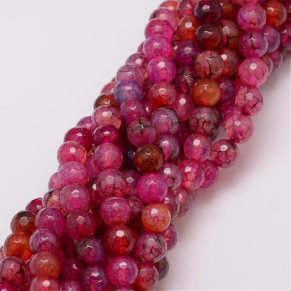 

PandaHall Natural Agate Bead Strands, Dyed, Faceted, Round, Pale Violet Red, 8mm, Hole: 1mm, about 47pcs/strand, 14 inch Crackle Agate Round..., Pink