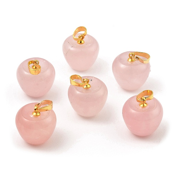 

PandaHall Natural Rose Quartz Teacher Apple Charms, with Golden Plated Brass Snap on Bails, 14.5x14mm, Hole: 6.5x4mm Rose Quartz Apple