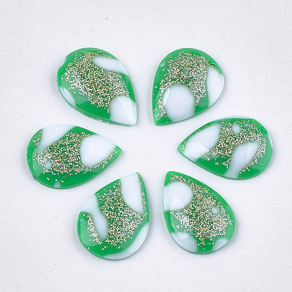 

PandaHall Epoxy Resin Cabochons, with Glitter Powder, Teardrop, Sea Green, 13.5~14x10x3mm Epoxy Resin Teardrop Green