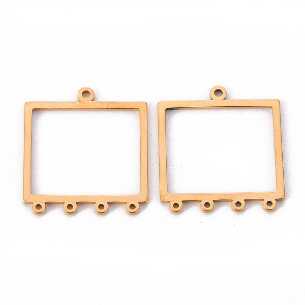 

PandaHall 201 Stainless Steel Chandelier Components Links, Rectangle, Laser Cut, Golden, 20x18x1mm, Hole: 1.2mm and 1mm 201 Stainless Steel...