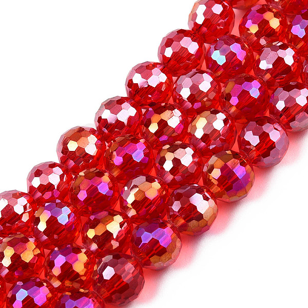 

PandaHall Electroplate Transparent Glass Beads Strands, AB Color, Faceted, Round, Red, 9.5x9mm, Hole: 1.2mm, about 69pcs/strand, 24.41 inch...