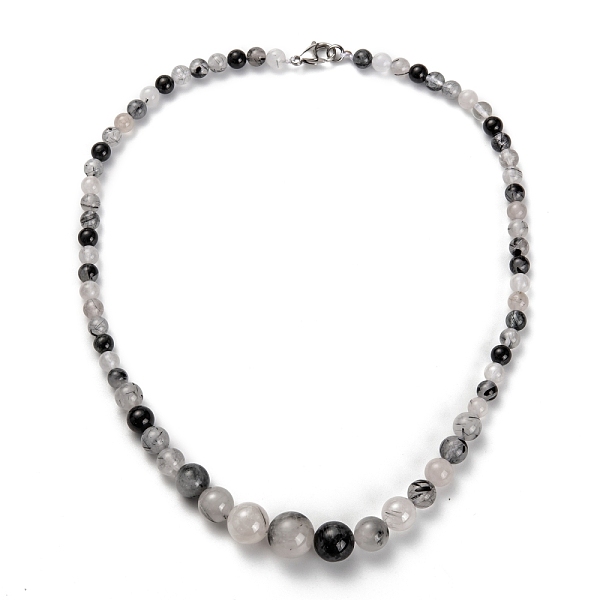 

PandaHall Natural Tourmalinated Quartz Graduated Beaded Necklaces & Stretch Bracelets Jewelry Sets, with Stainless Steel Lobster Claw Clasps...