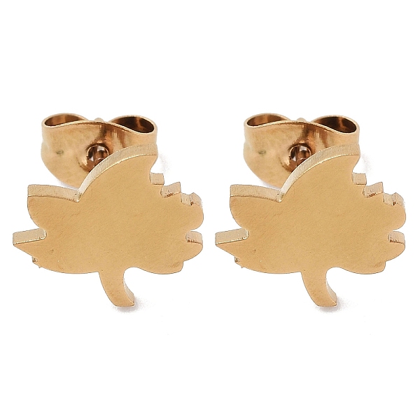 

PandaHall Vacuum Plating 304 Stainless Steel Stud Earrings for Women, Leaf, Golden, 9.5x10x1mm 304 Stainless Steel Leaf