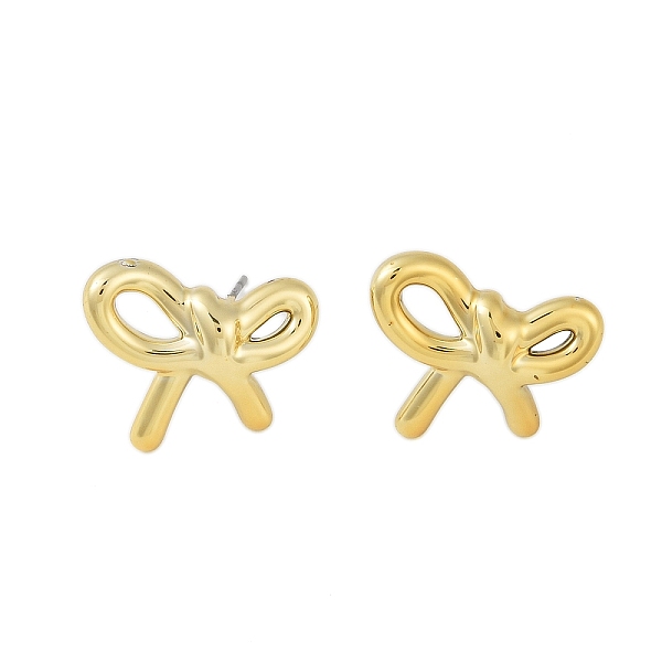 

PandaHall Bowknot CCB Plastic Stud Earrings for Women, with 304 Stainless Steel Pin, Golden, 17x20mm Plastic Bowknot