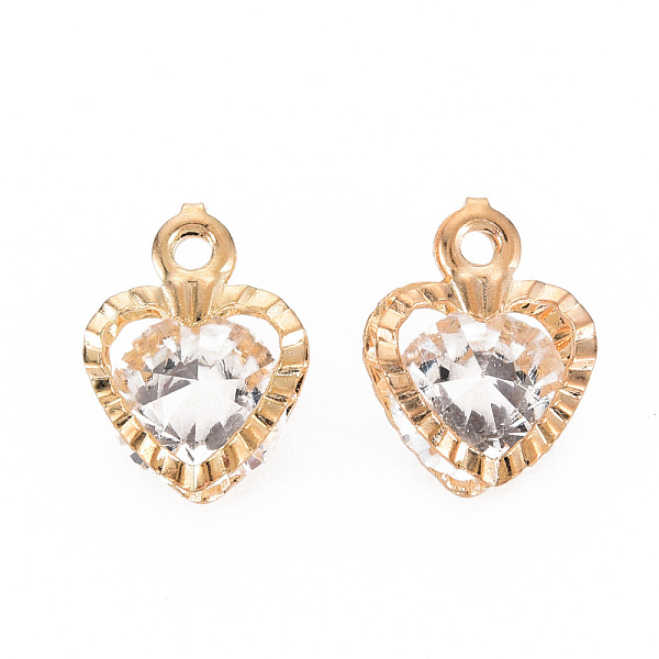 

PandaHall Rack Plating Eco-Friendly Iron Charms, with Crystal Rhinestone, Cadmium Free & Nickel Free & Lead Free, Heart, Light Gold..., Clear