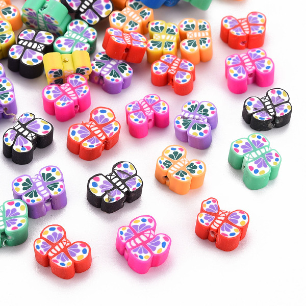 

PandaHall Handmade Polymer Clay Beads, Butterfly, Mixed Color, 6~8x9.5~11.5x4mm, Hole: 1.2mm Polymer Clay Butterfly Multicolor