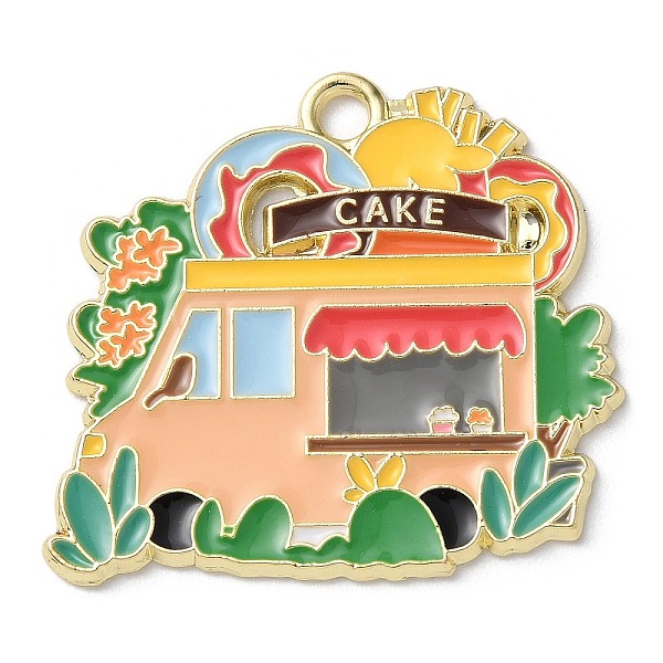 

PandaHall Zinc Alloy Enamel Pendants, Golden, Cake Car Charm, Colorful, 27x30x1.2mm, Hole: 2.5mm Alloy+Enamel Car