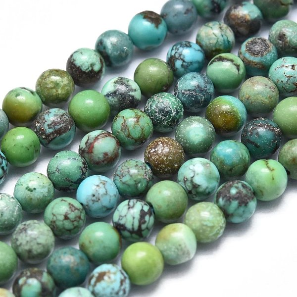 

PandaHall Natural HuBei Turquoise Beads Strands, Round, 3.5~4.5mm, Hole: 0.5mm, about 98pcs/Strand, 15.55 inch(39.5cm) HuBei Turquoise Round