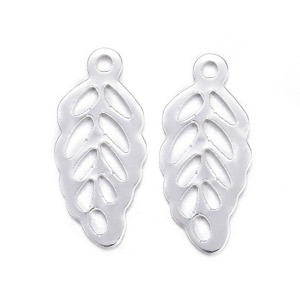 

PandaHall 304 Stainless Steel Pendants, Leaf Charms, Silver Color Plated, 13x6x0.5mm, Hole: 1mm 304 Stainless Steel Leaf