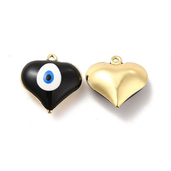 

PandaHall Brass Enamel Pendants, Real 18K Gold Plated, Long-Lasting Plated, Heart with Evil Eye, Black, 17x16.5x7mm, Hole: 1.2mm...