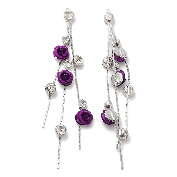 

PandaHall Platinum Brass with Glass Rhinestone Tassel Big Pendants, Acrylic Flower Charms, Purple, 85mm, Hole: 1mm Brass Purple