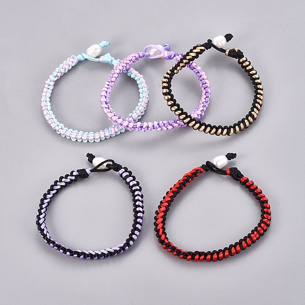 

PandaHall Nylon Thread Braided Cord Bracelet, with Grade B Natural Freshwater Pearl Beads, Mixed Color, 7-1/2 inch(19cm) Nylon Multicolor