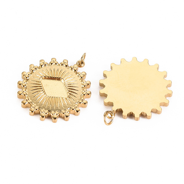 

PandaHall 304 Stainless Steel Pendant Cabochon Settings, with Jump Rings, Flat Round, Real 14K Gold Plated, Tray: 9x6mm, 23x20x2mm, Jump...