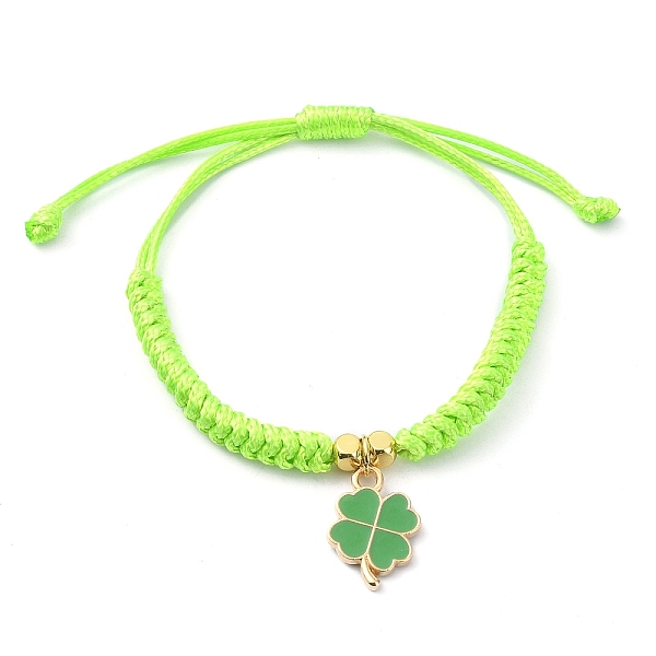 

PandaHall Alloy Enamel Clover Charm Bracelet, Polyester Braided Adjustable Bracelet, Green Yellow, Inner Diameter: 1-1/8~2-7/8 inch...